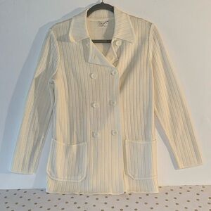 Vintage Sidney Gould Off White Double Breasted Sweater Jacket